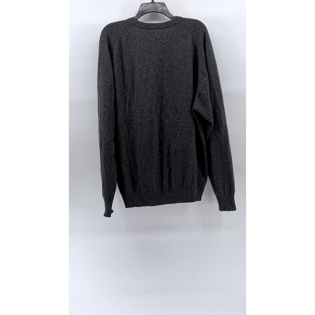 UNBRANDED Men's Charcoal Gray V-Neck Long Sleeve Pullover Sweater SZ L