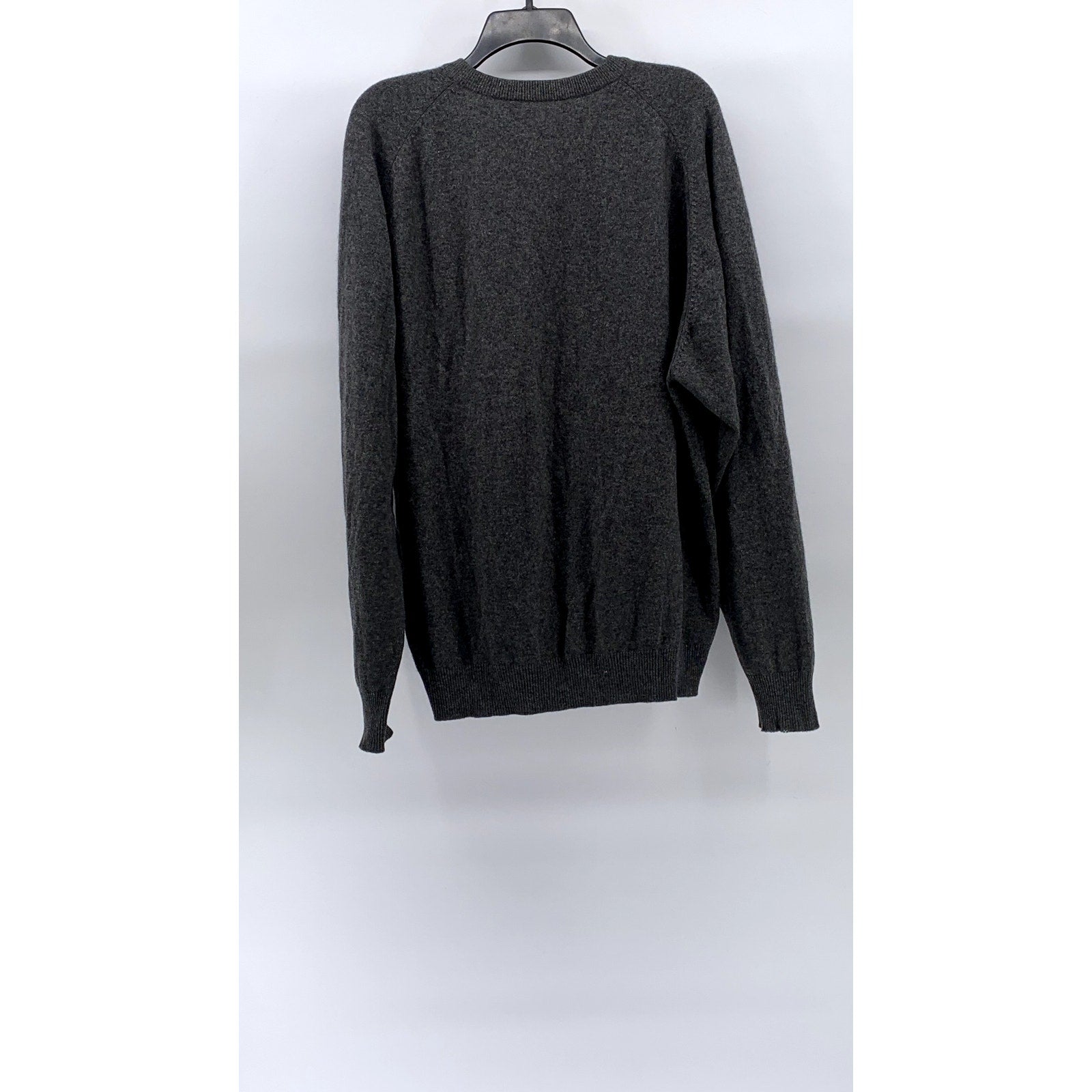 UNBRANDED Men's Charcoal Gray V-Neck Long Sleeve Pullover Sweater SZ L