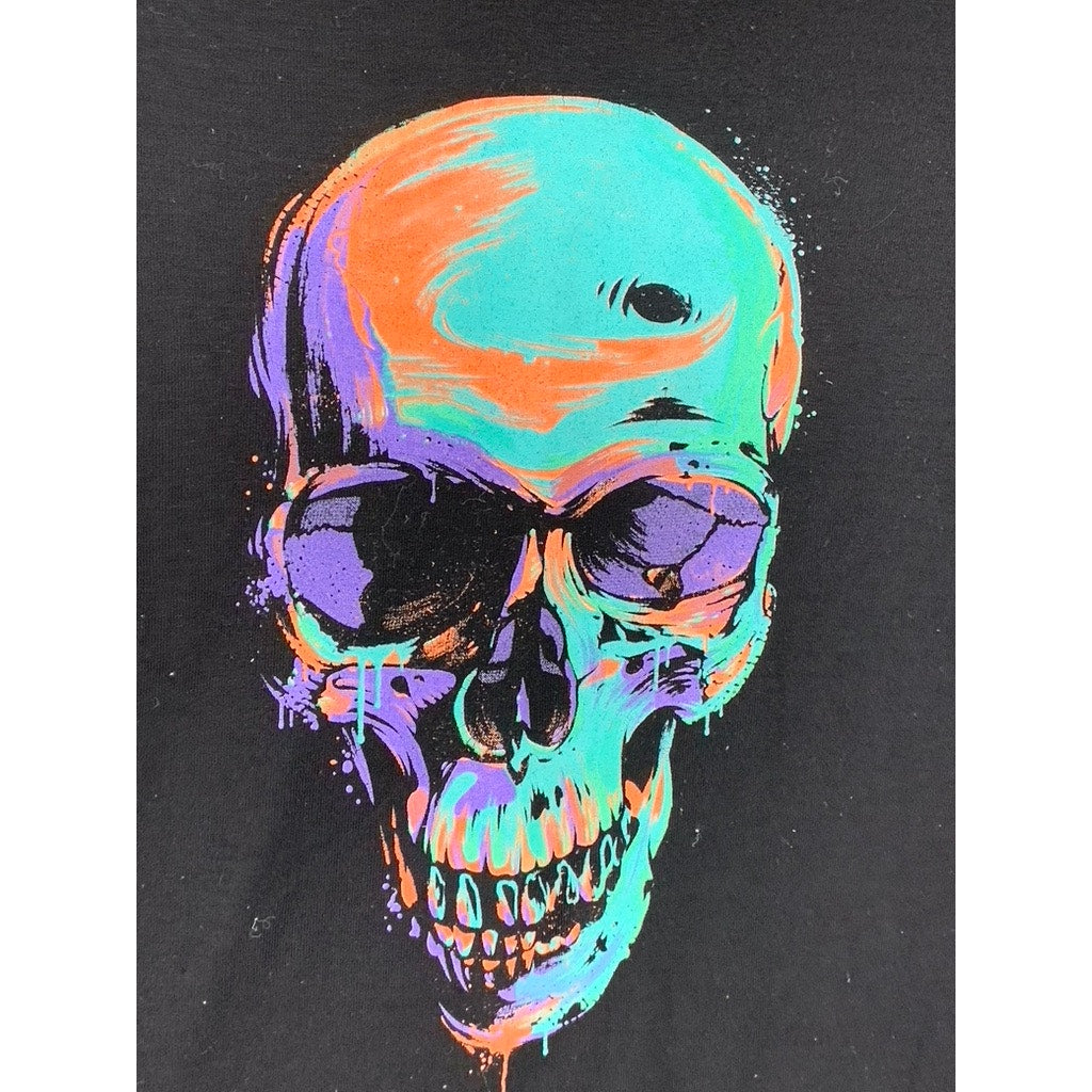 LULAROE Women's Black-Multi Graffiti Skull Graphic T-Shirt SZ S