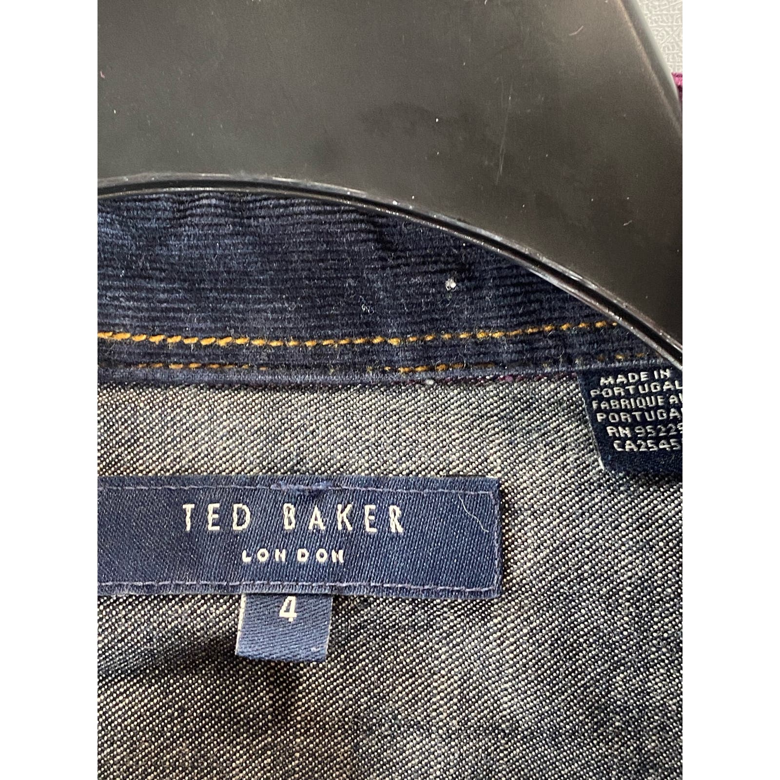 TED BAKER LONDON Men's Burgundy Corduroy Elbow-Patch Button-Up Shirt SZ 4(US/L)