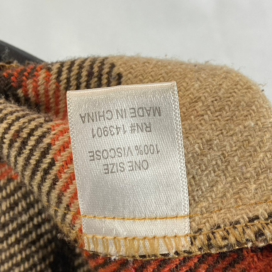COCO + CARMEN Women's Hooded Brown Plaid Toggle Poncho Ruana OS