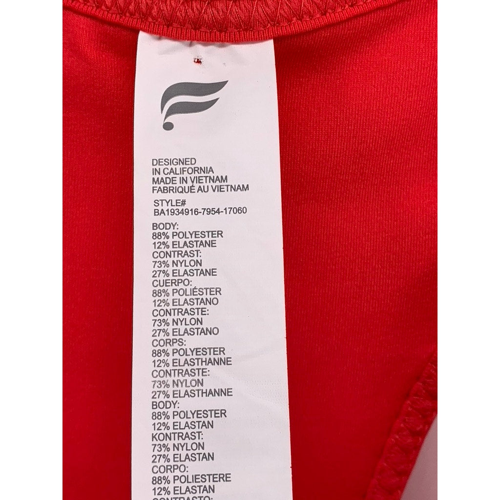 FABLETICS Women's Red-Orange Scoop-Neck Racerback Sports Bra SZ XL