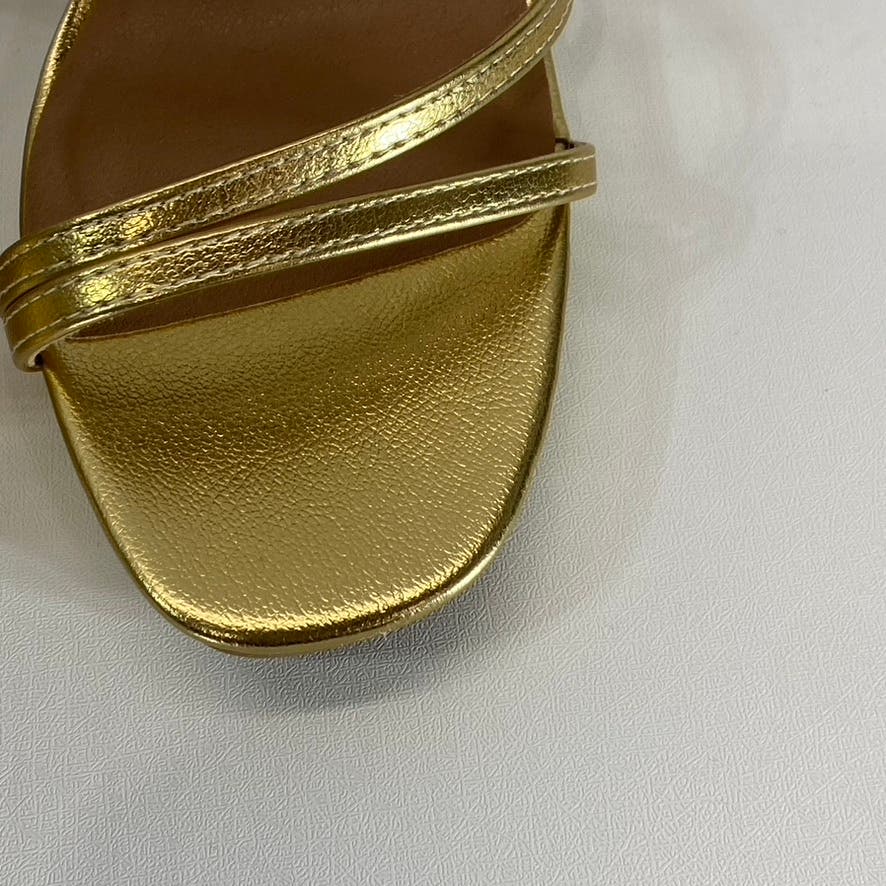 CHINESE LAUNDRY Women's Gold Metallic Taryn Strappy Square-Toe Sandals SZ 9