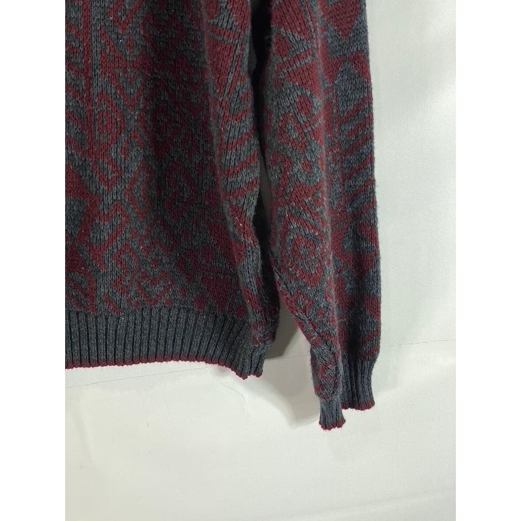 THE MEN'S STORE At Sears Men's Burgundy Printed Vintage Crewneck Sweater SZ XL