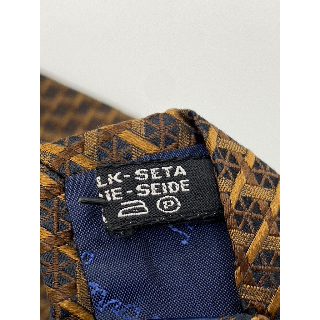 SALVATORE FERRAGAMO Men's Brown Printed Silk Tie SZ OS