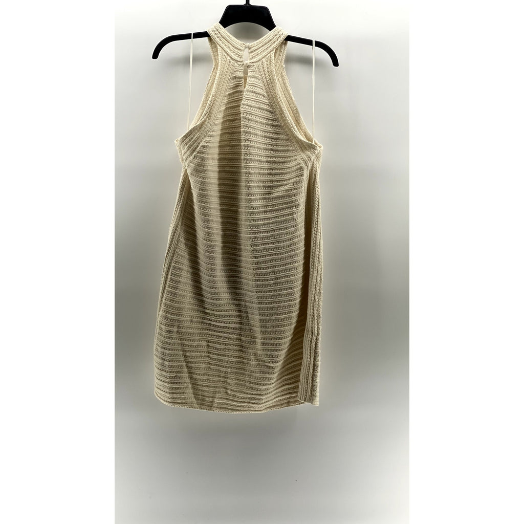 GAP Women's Cream Crewneck Crochet Knit Sleeveless A-Line Mini Dress SZ L