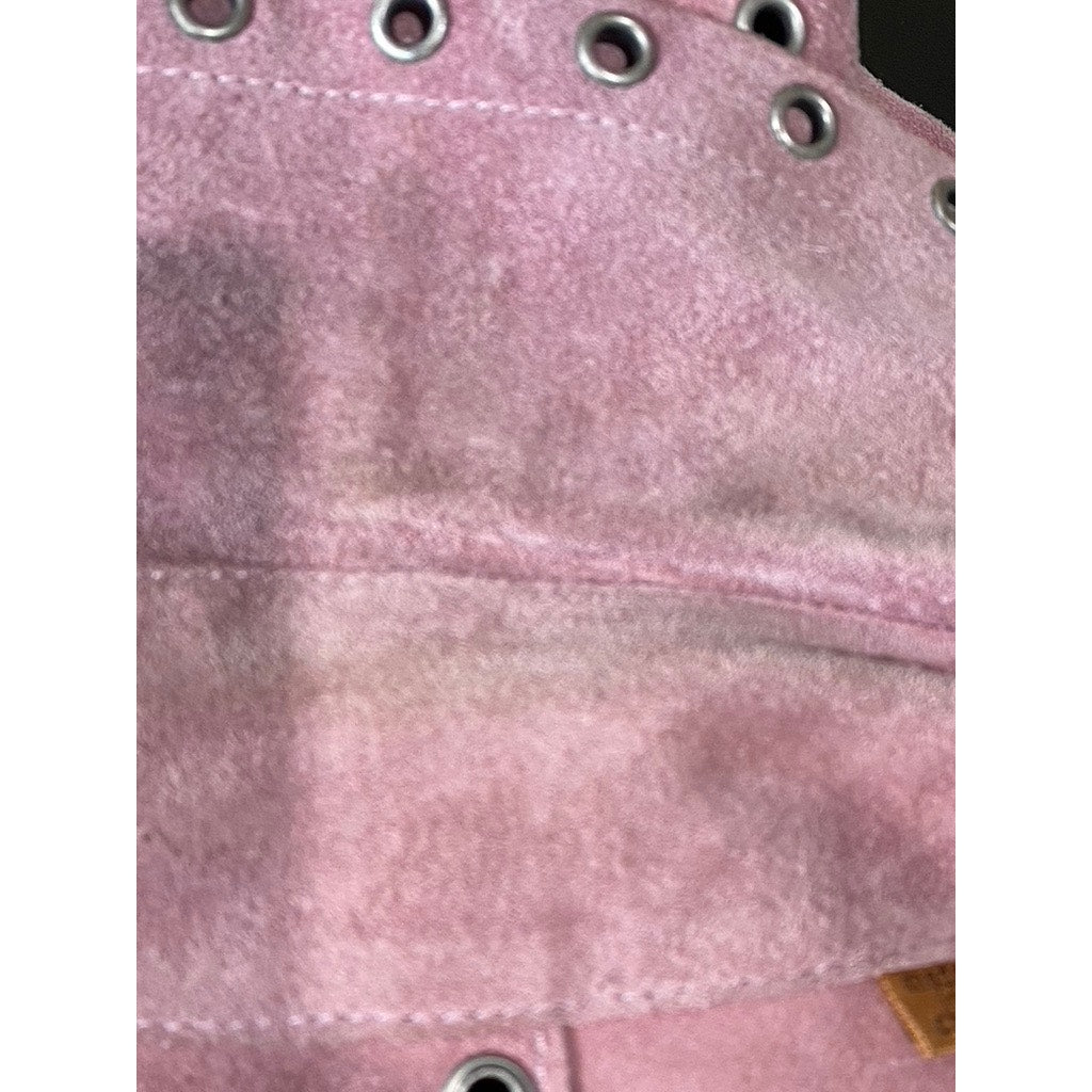 ESSENDI Women's Pink Vintage Calf Suede Cropped Grommet Snap-Button Jacket SZS