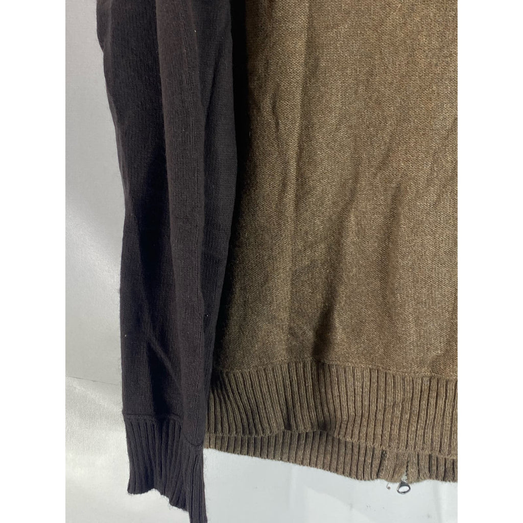 BANANA REPUBLIC Men's Brown Colorblock Luxury Blend Zip-Up Sweater SZ XL