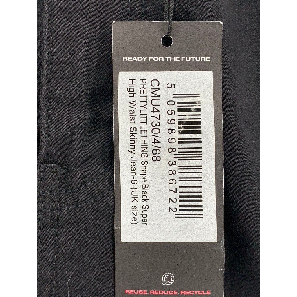PRETTYLITTLETHING Women's Black Shape Super High Waist Skinny jeans SZ 2