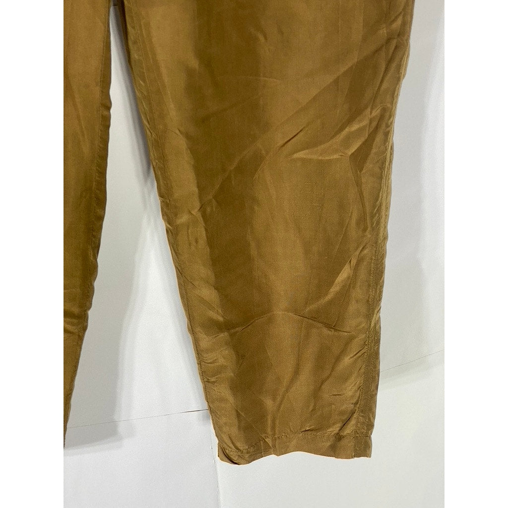 PETITE SOPHISTICATE Women's Vintage Brown Solid Drawstring Silk Pull-On Pant SZS