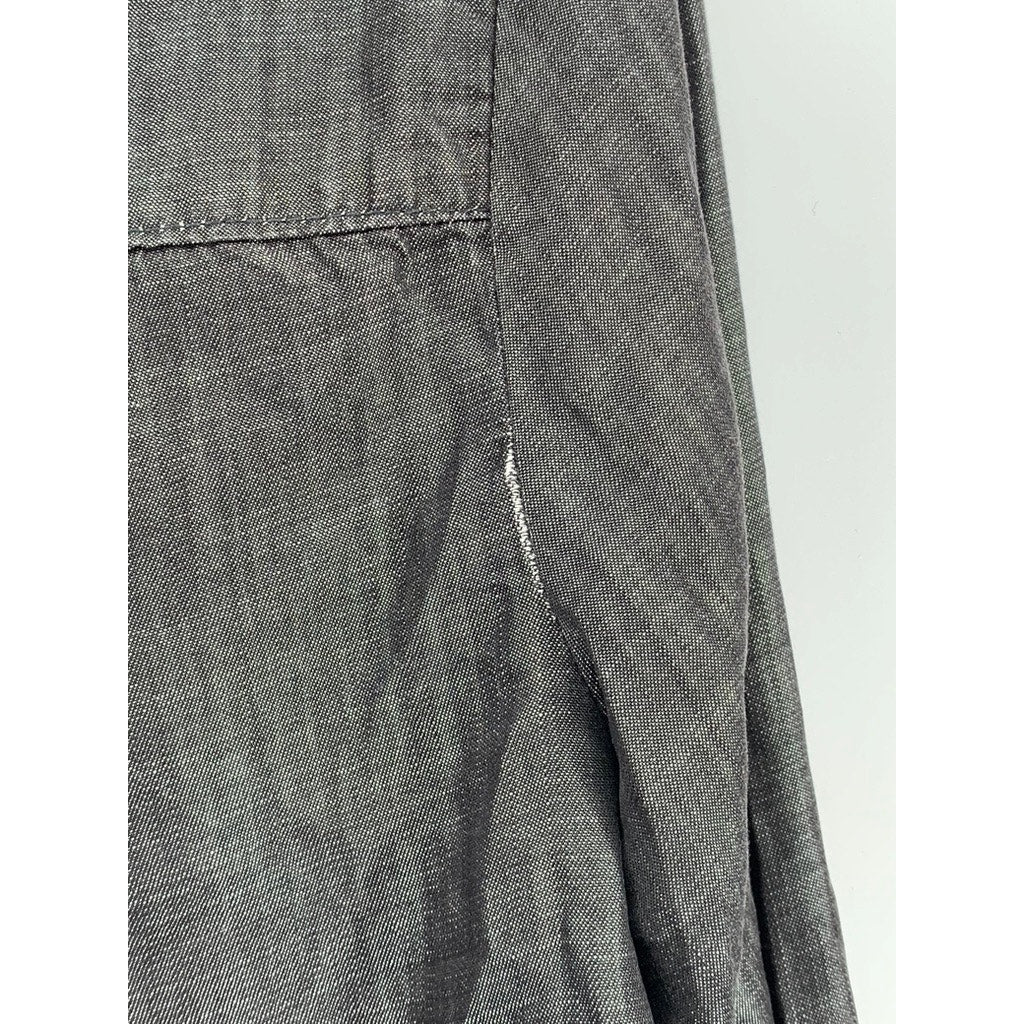 CLOTH & STONE Women's Black Frayed Tencel Button-Up Long Sleeve Top SZ M