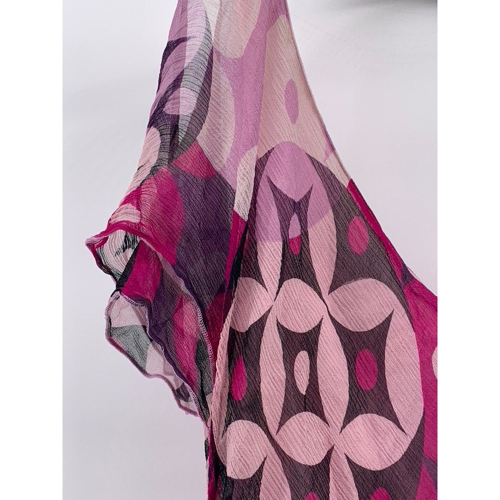 J.LO By JENNIFER LOPEZ Women's Pink Asymmetrical Geo Print Top SZ S