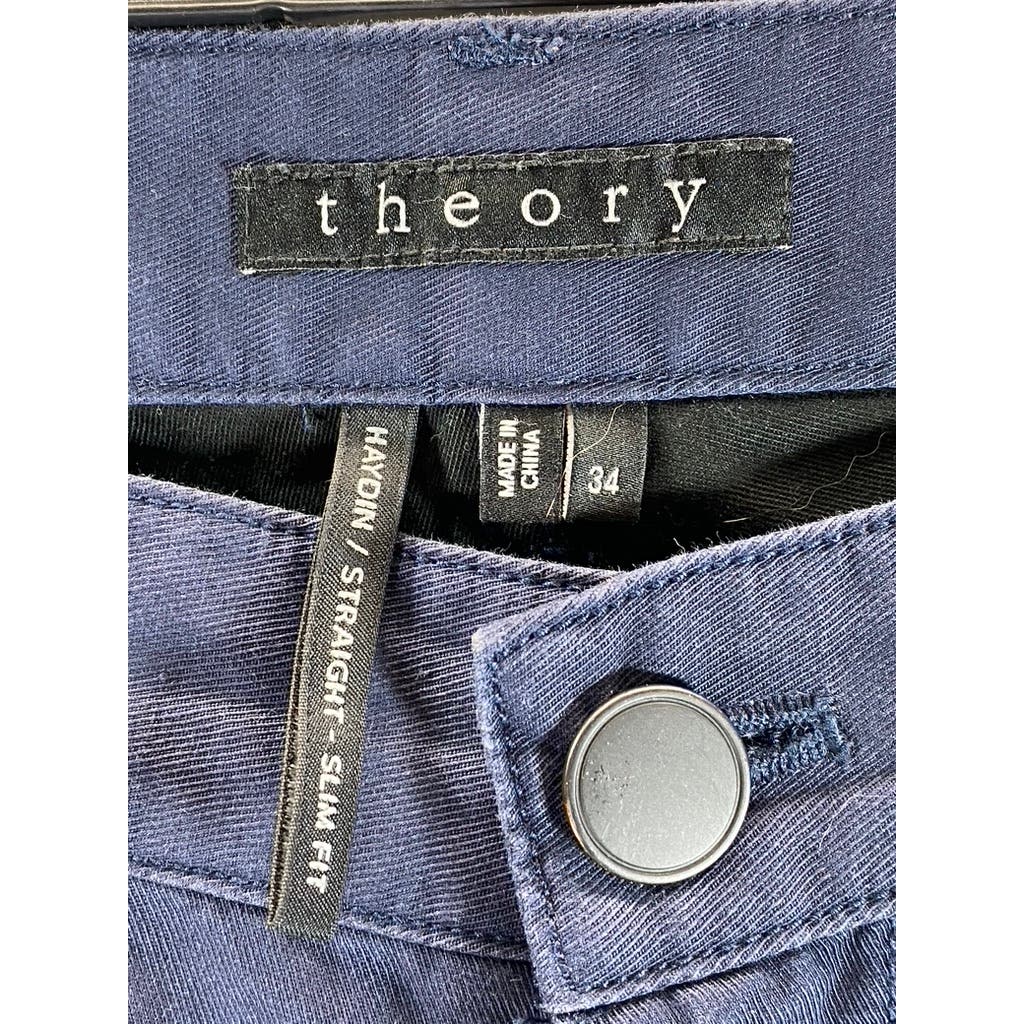 THEORY Men's Navy Haydin Slim-Straight Fit Five-Pocket Pants SZ 34