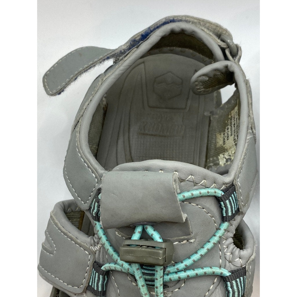 KHOMBU Women's Gray-Teal Ashley Cutout Bungee Lace-Up Heel-Strap Sandals SZ 9