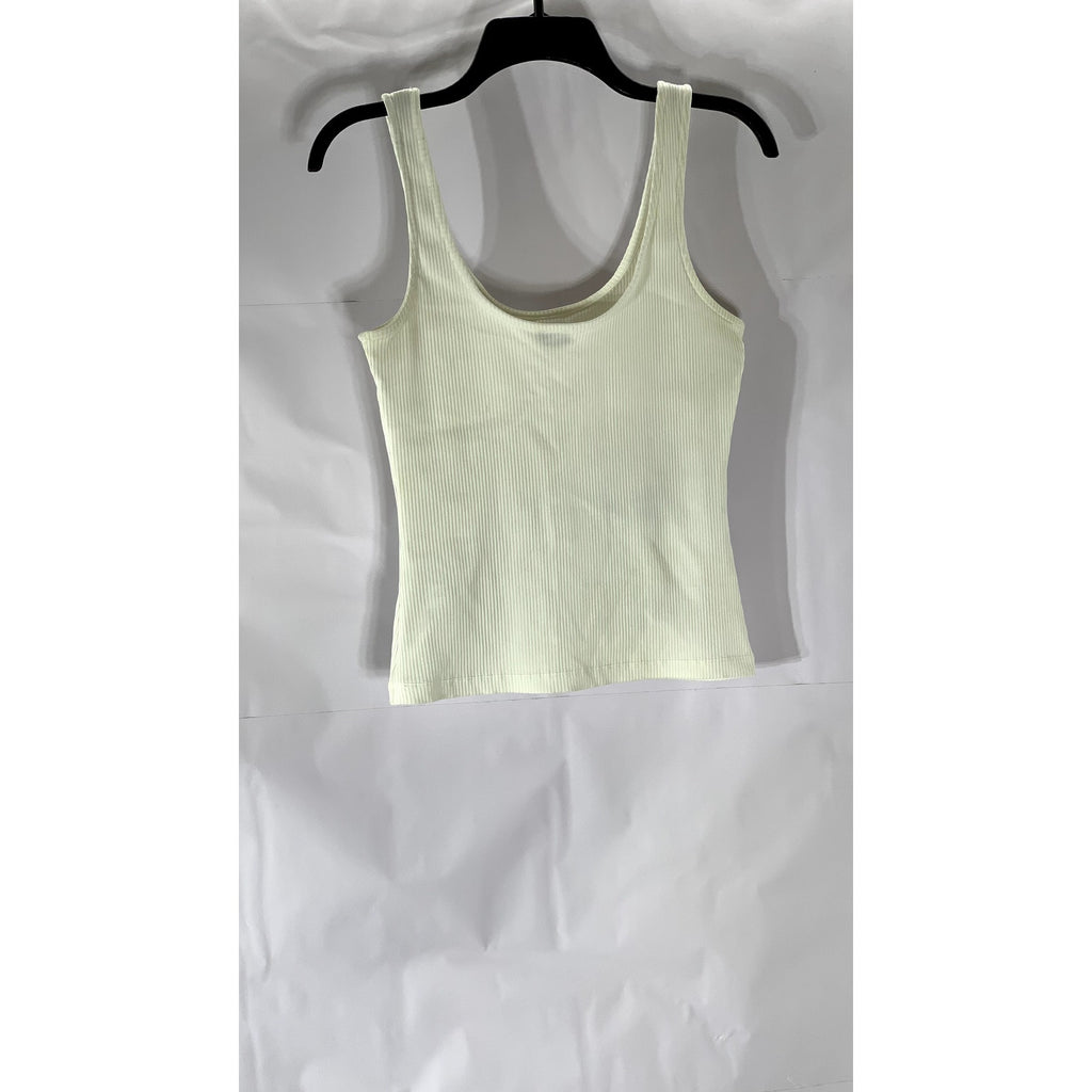 PIMKIE COLLECTION Women's White Ribbed Scoop-Neck Tank Top SZ 6-8(UK-M)