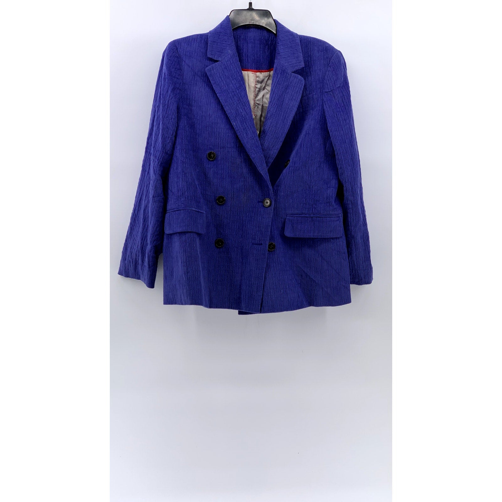 UNBRANDED Women's Purple Corduroy Double Breasted Peak Lapel Blazer SZ L