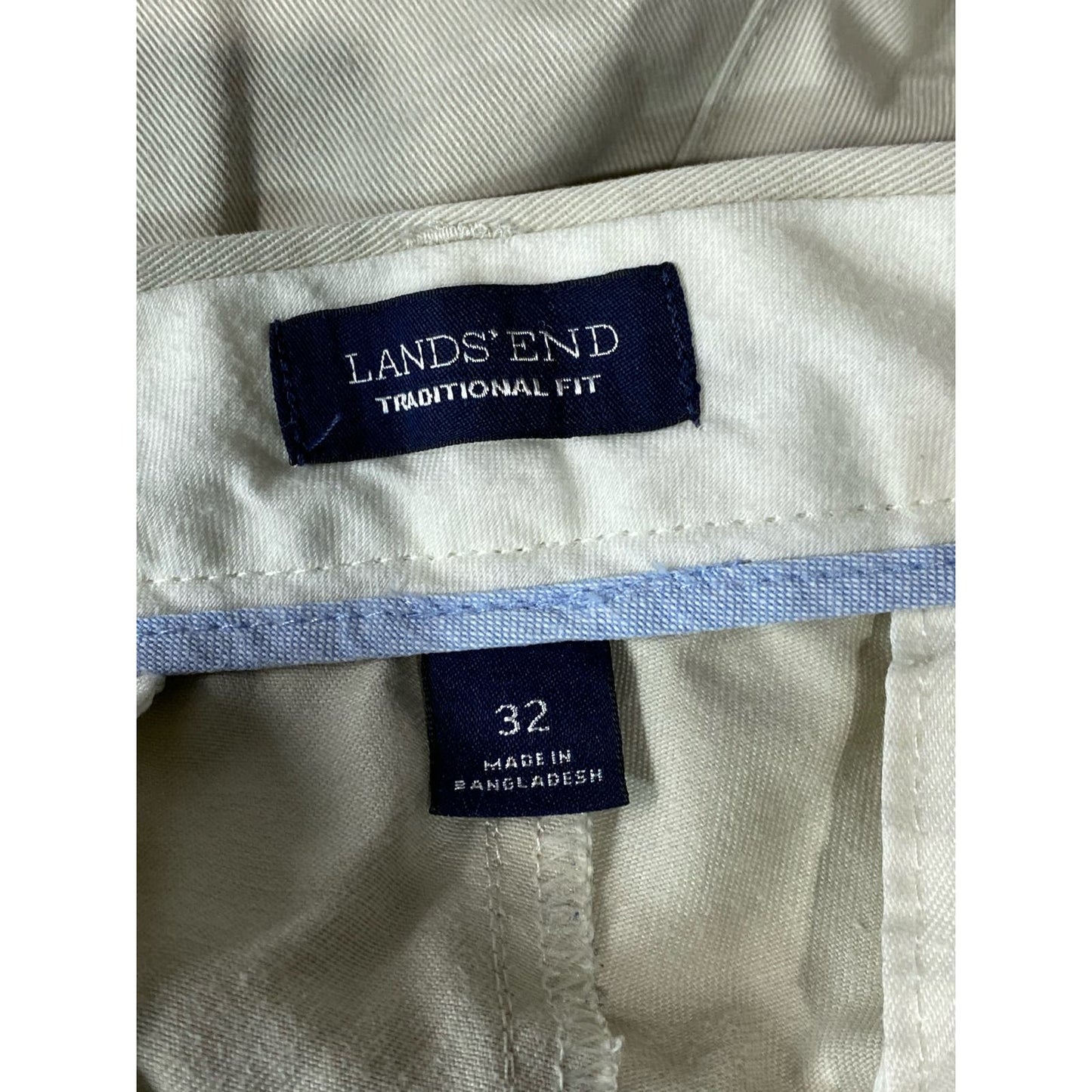 LANDS' END Men's Light Stone Traditional-Fit Pleated Chino Pant SZ 32X30