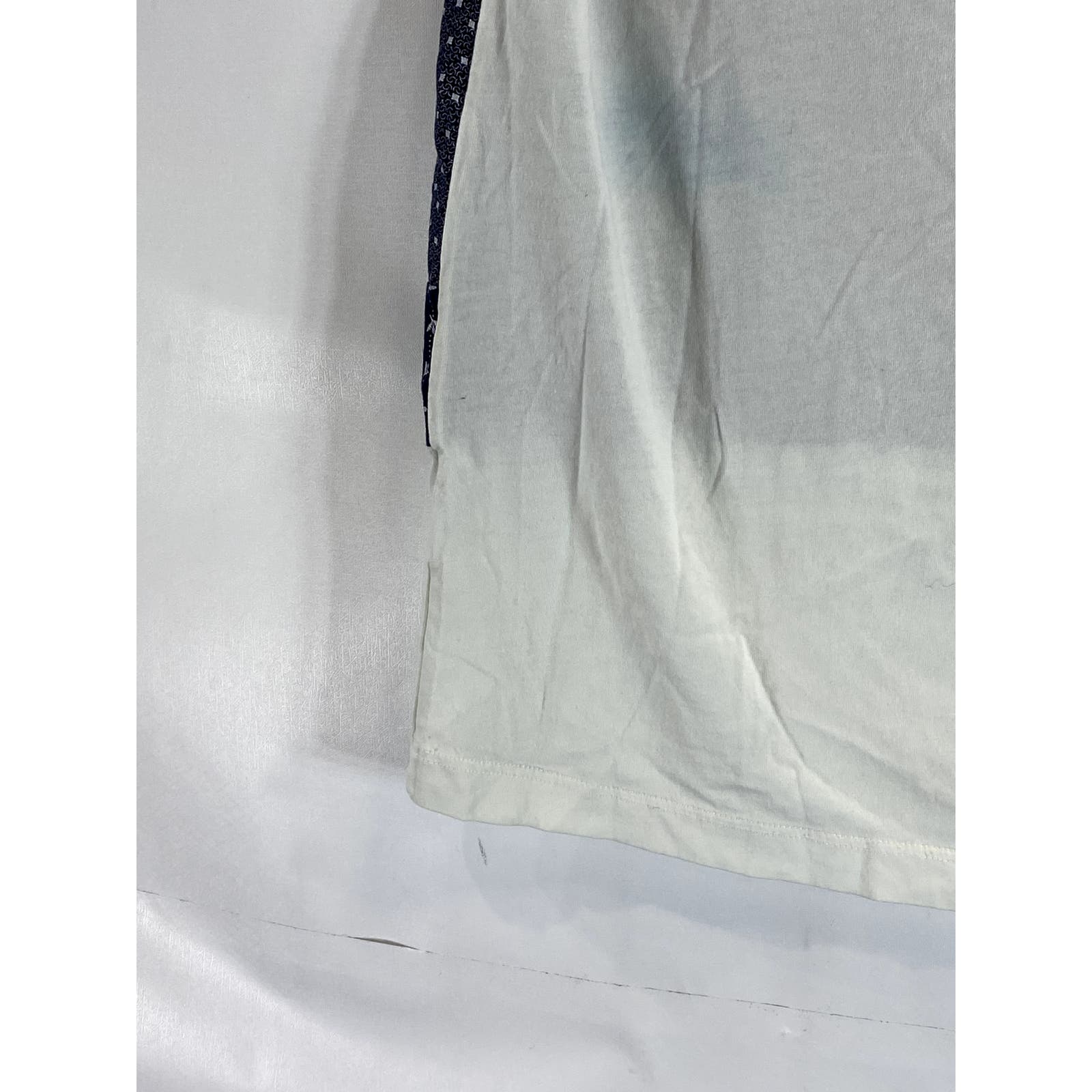 ZARA MAN Men's Navy/White Printed Colorblock Crewneck Short Sleeve T-Shirt SZ S