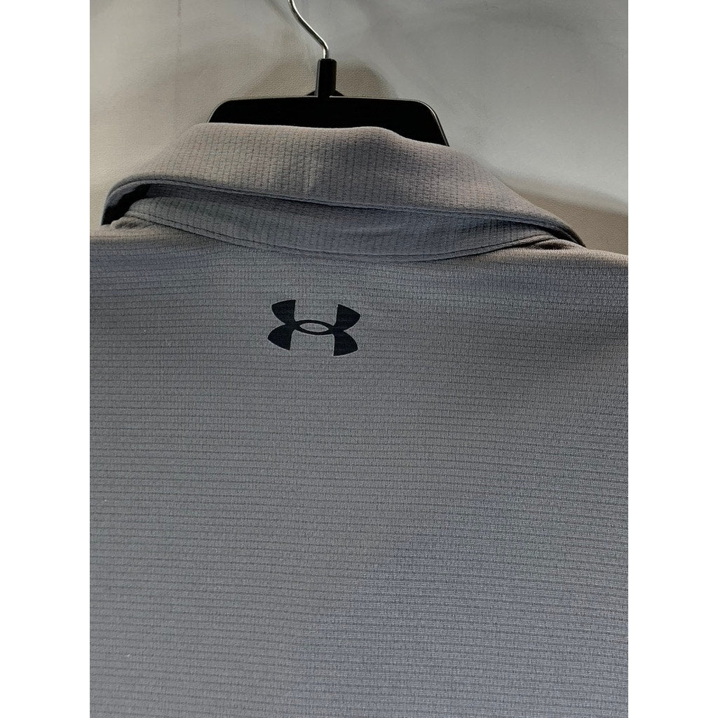 UNDER ARMOUR Men's Graphite/Black Tall Heatgear Loose Tech Polo Shirt SZ L/T