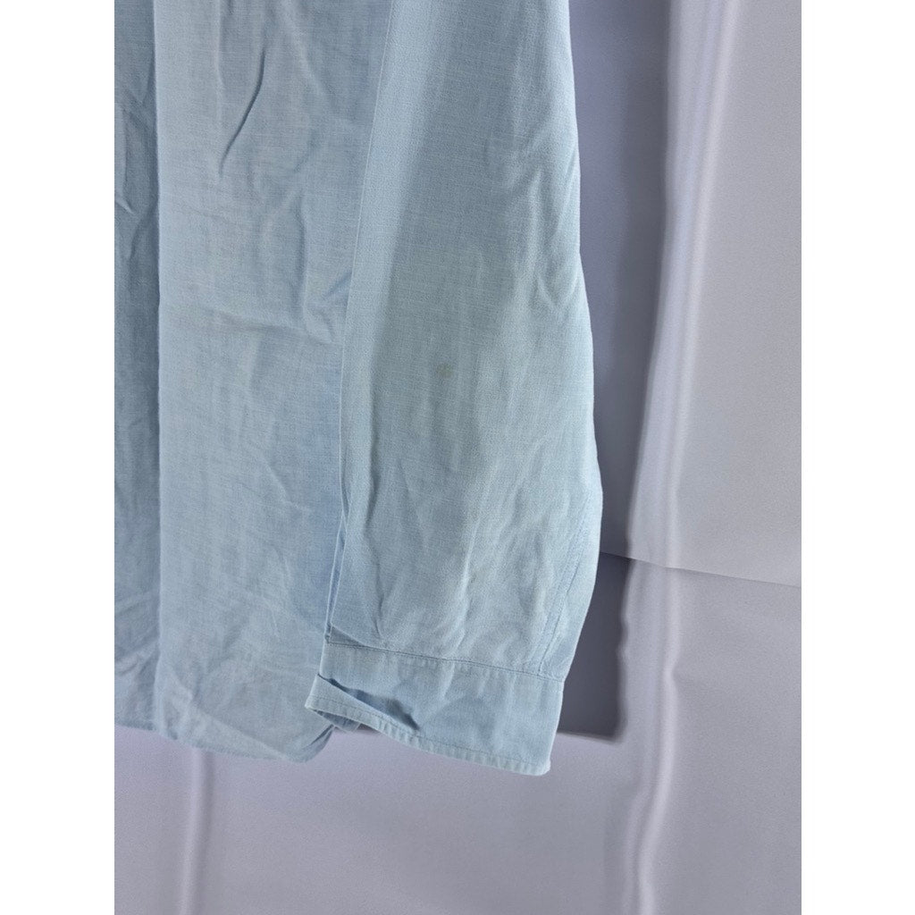 FOLK Men's Light Blue Linen Button-Up Long Sleeve Shirt SZ 2(S)