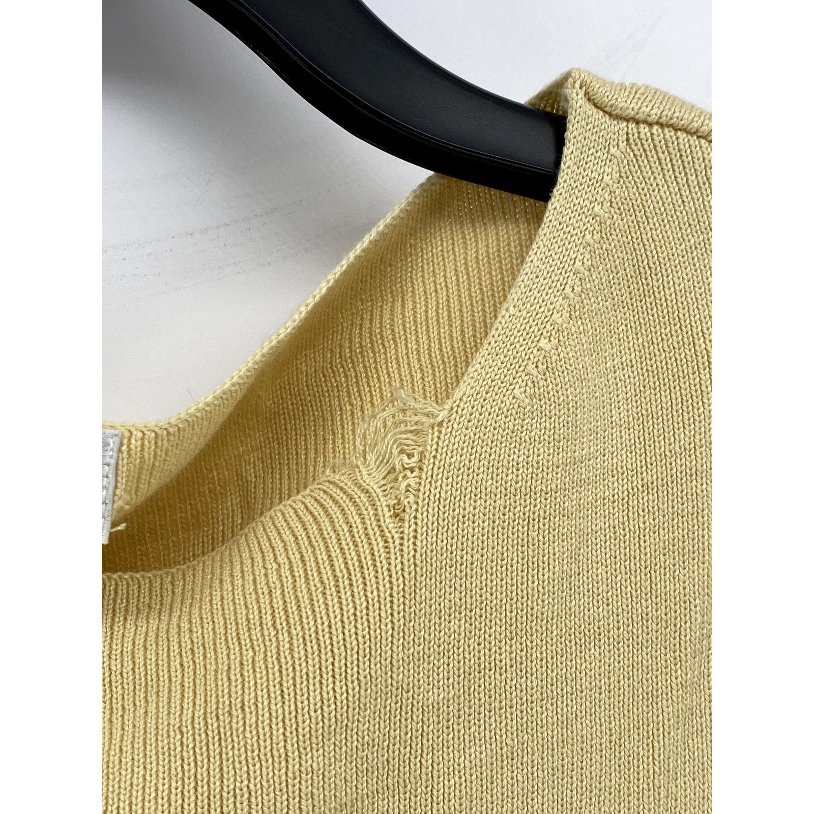 COLDWATER CREEK Women's Yellow Silk-Cotton High-Neck Knit Sleeveless Top SZ S