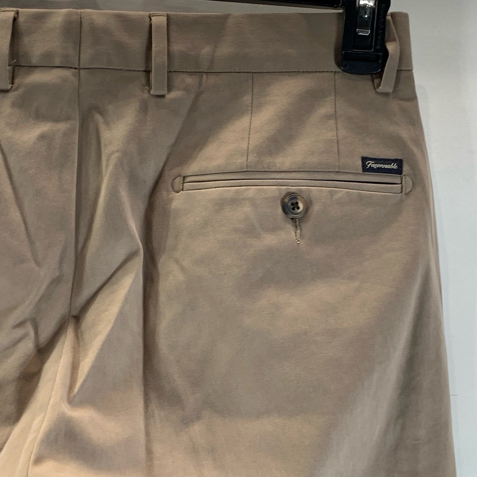 FACONNABLE Men's Tan Pleated Regular-Fit Stretch Five Pocket Pant SZ 32