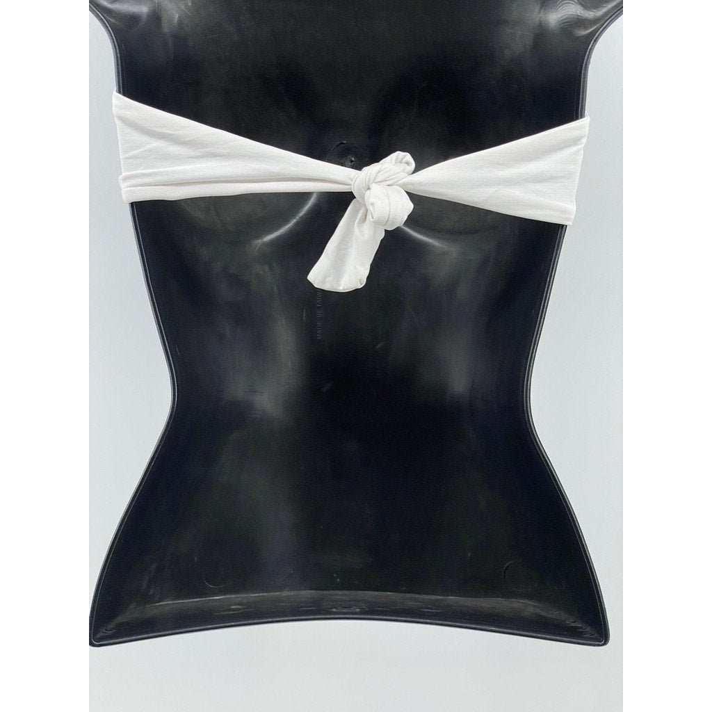UNBRANDED Women's White Tie-Back Halter Spaghetti Strap Swim Top SZ M