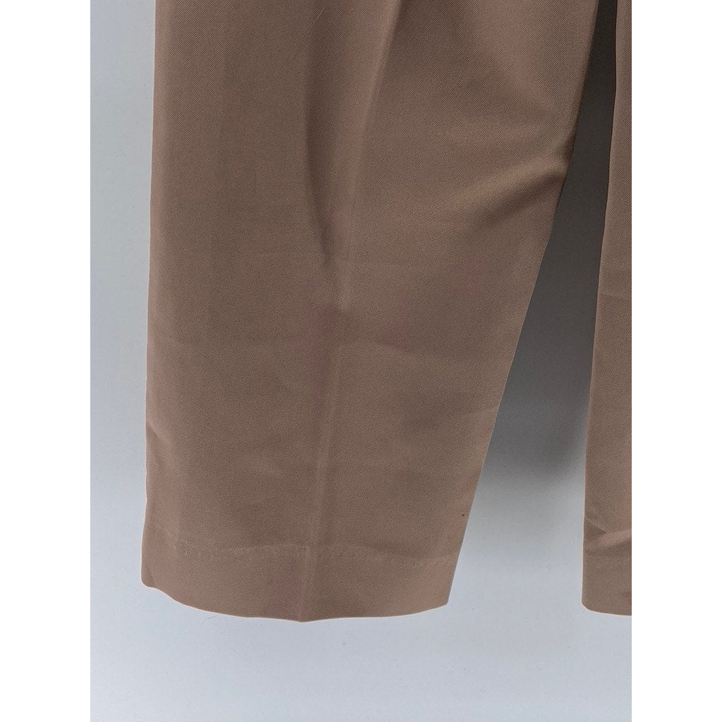 PONT-HER Women's Vintage Light Brown Wide-Leg Regular-Fit Pants SZ L