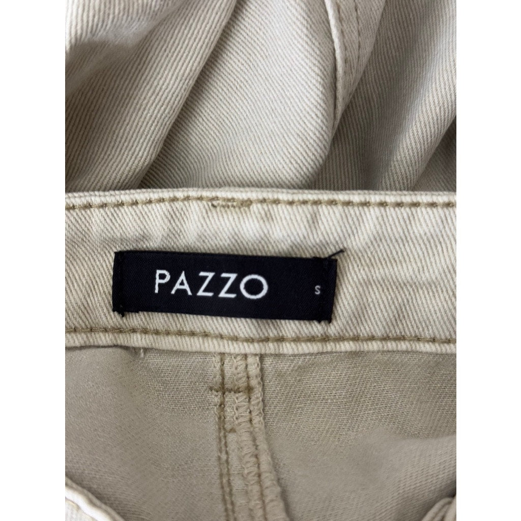 PAZZO Women's Beige Denim A-Line Midi Skirt SZ S