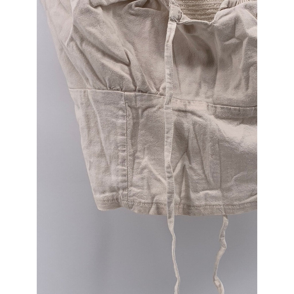 JOHN GALT Women's Off-White Linen-Blend Crop Top SZ OS