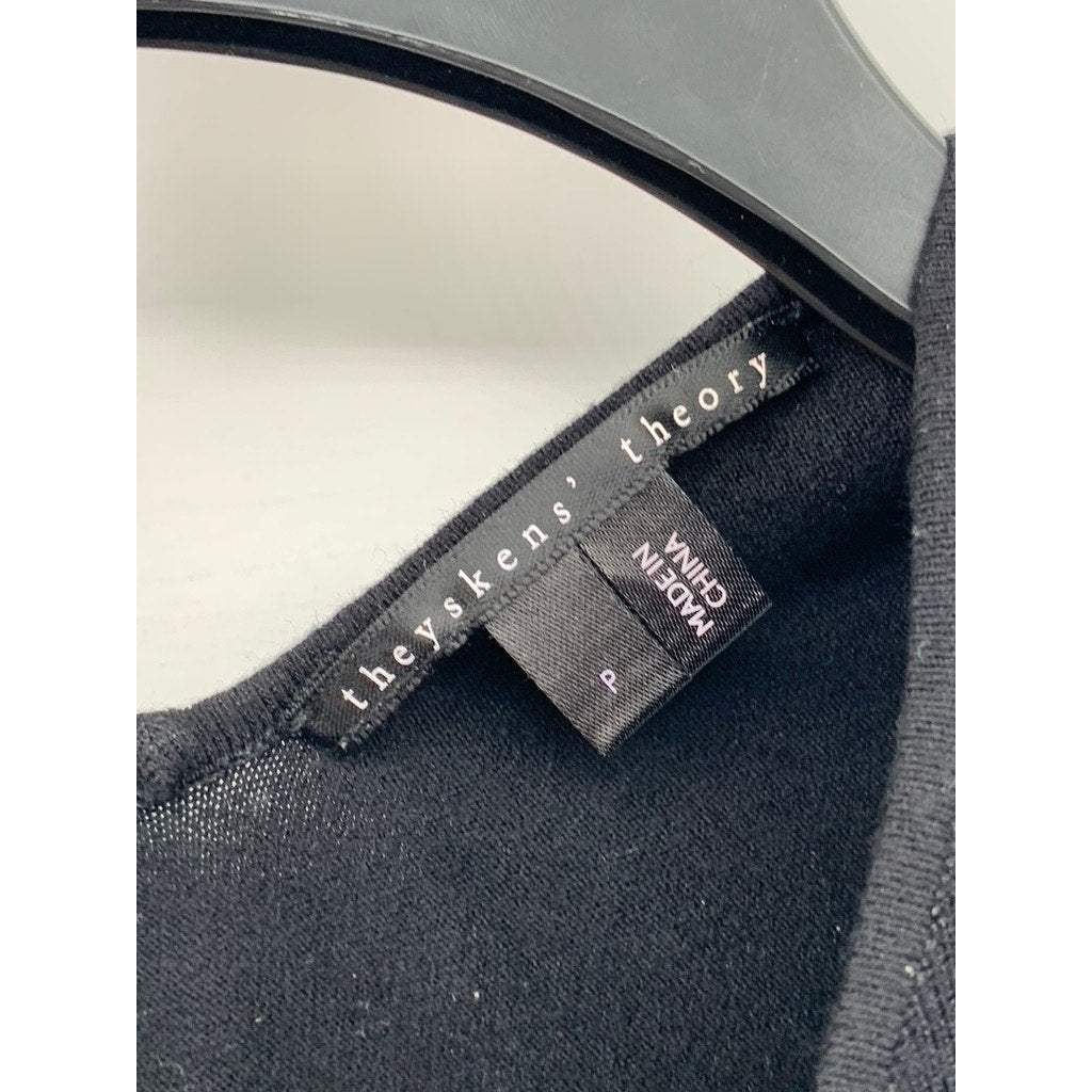 THEYSKENS' THEORY Women's Black Knit Slit Crop Top SZ P