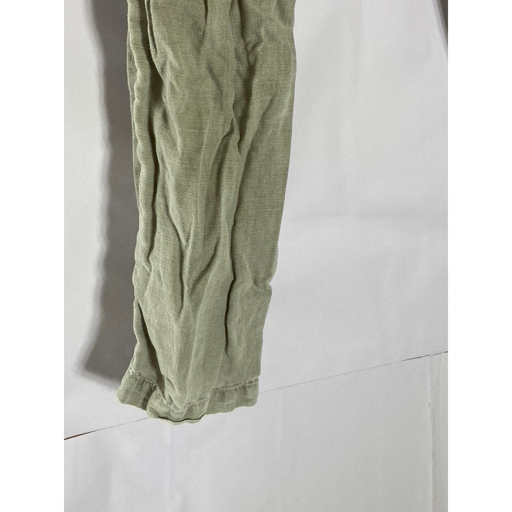 JAMES PERSE Standard Women's Light Gray Lightweight Linen Straight-Leg Pant SZ 1