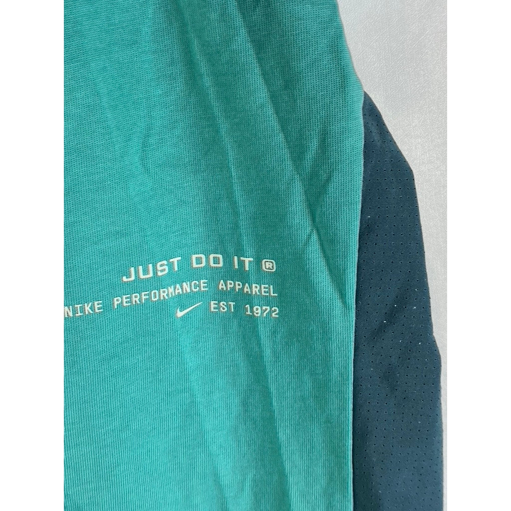 NIKE Men's Green Colorblock Crewneck Dri-Fit Just Do It Training T-Shirt SZ XL