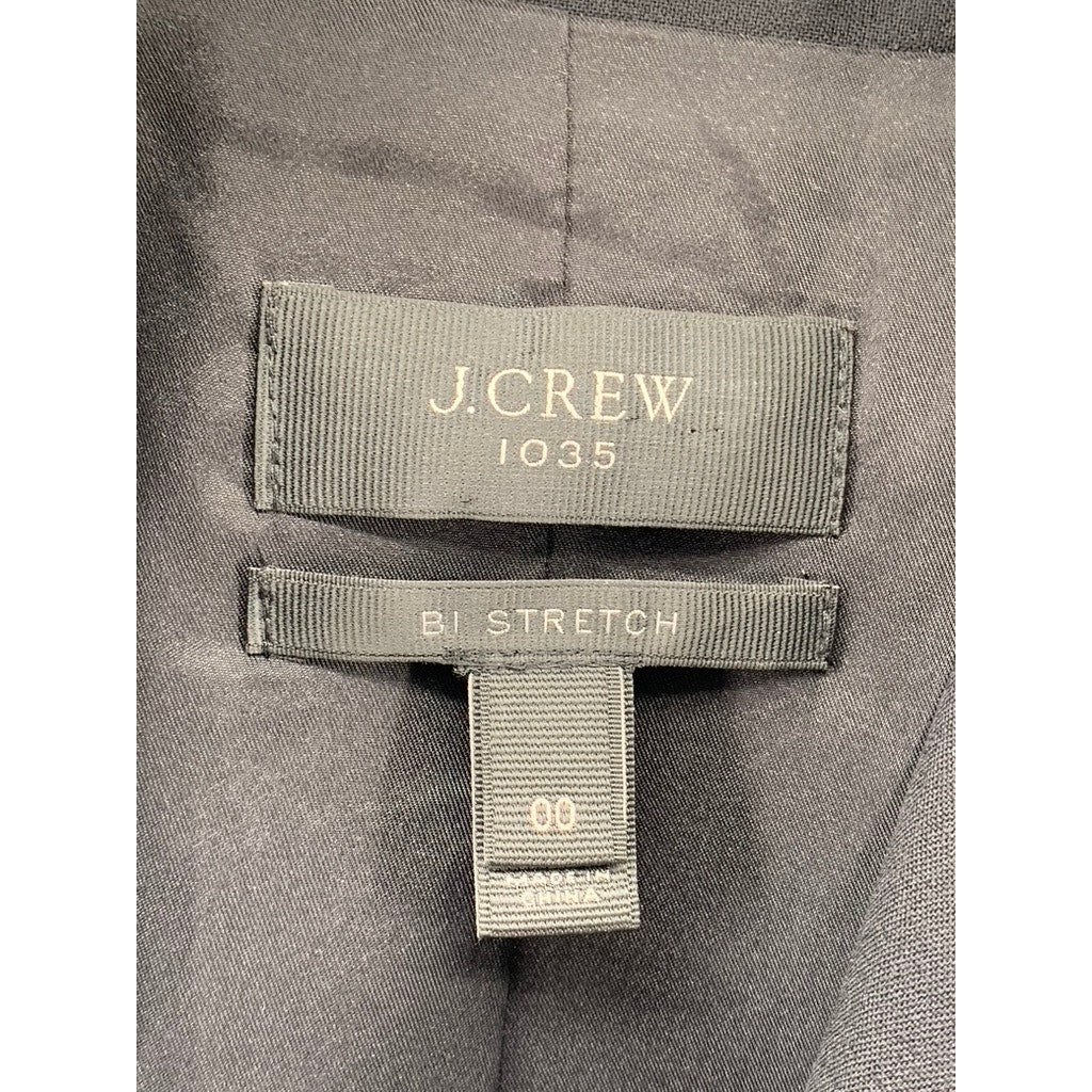 J.CREW Women's Black Solid One-Button Long Sleeve 1035 Bi-Stretch Blazer SZ 00