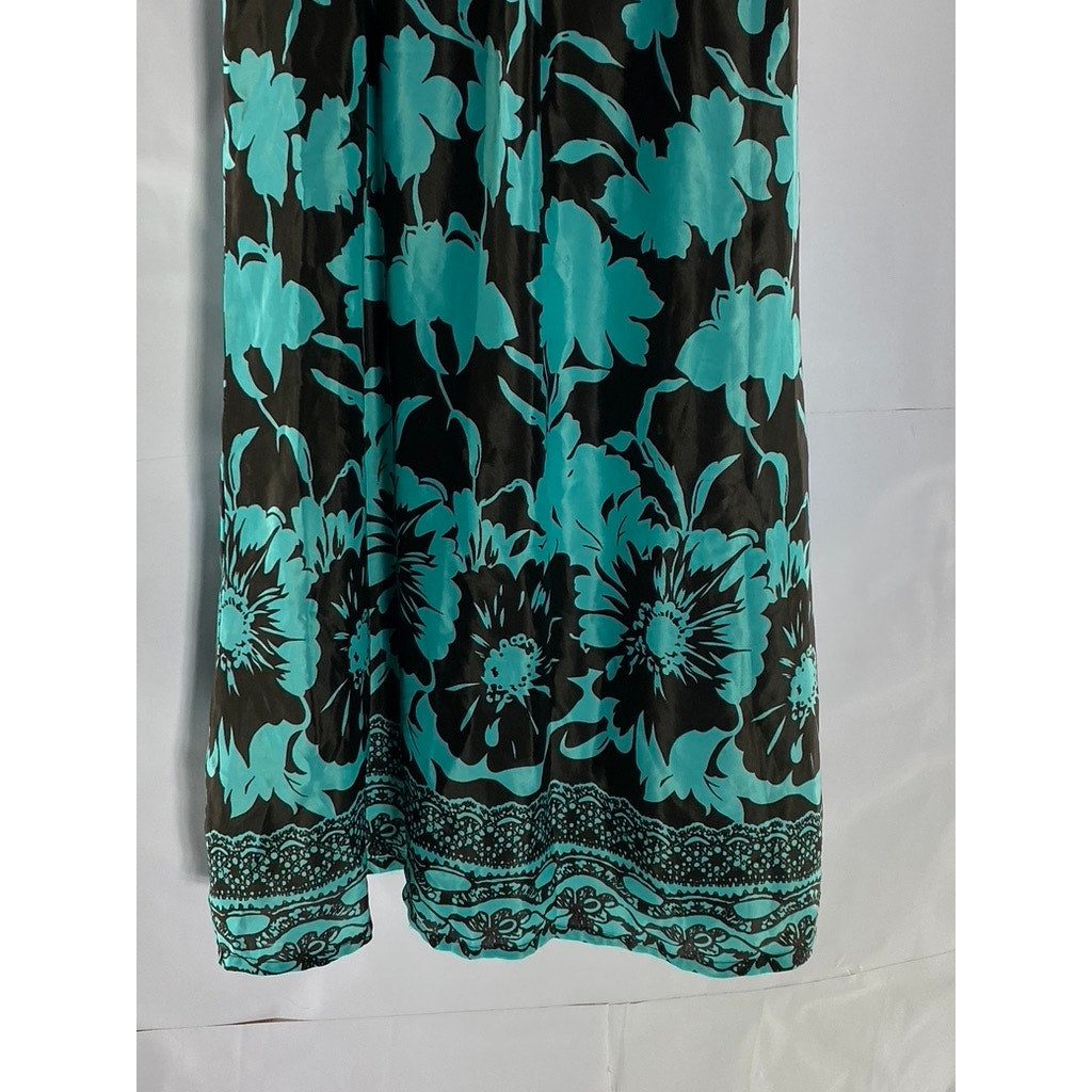 APRICOT Women's Brown-Green Floral Scoop-Neck A-Line Mini Sleeveless Dress SZ XS