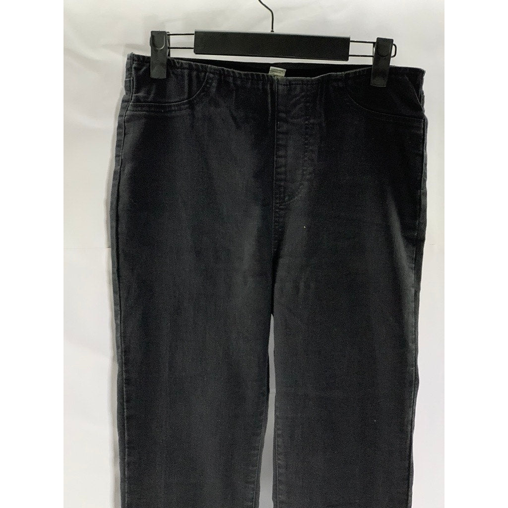 FOREVER 21 Women's Black Solid Elastic Waist Pull-On Flare Denim Jeans SZ S