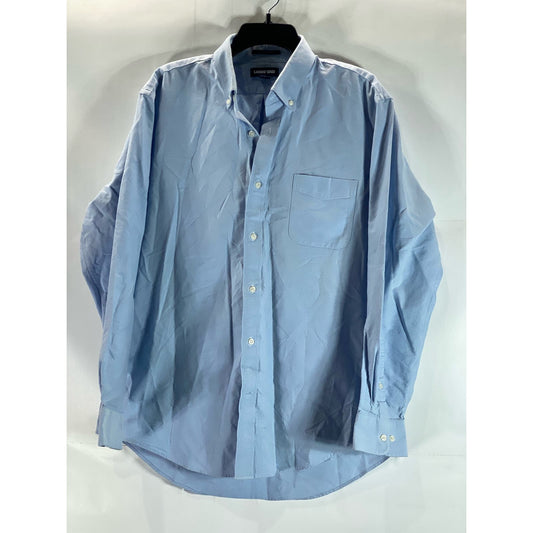 LANDS' END Men's Blue Traditional-Fit Supima Hyde Park Oxford Shirt SZ 16-16.5