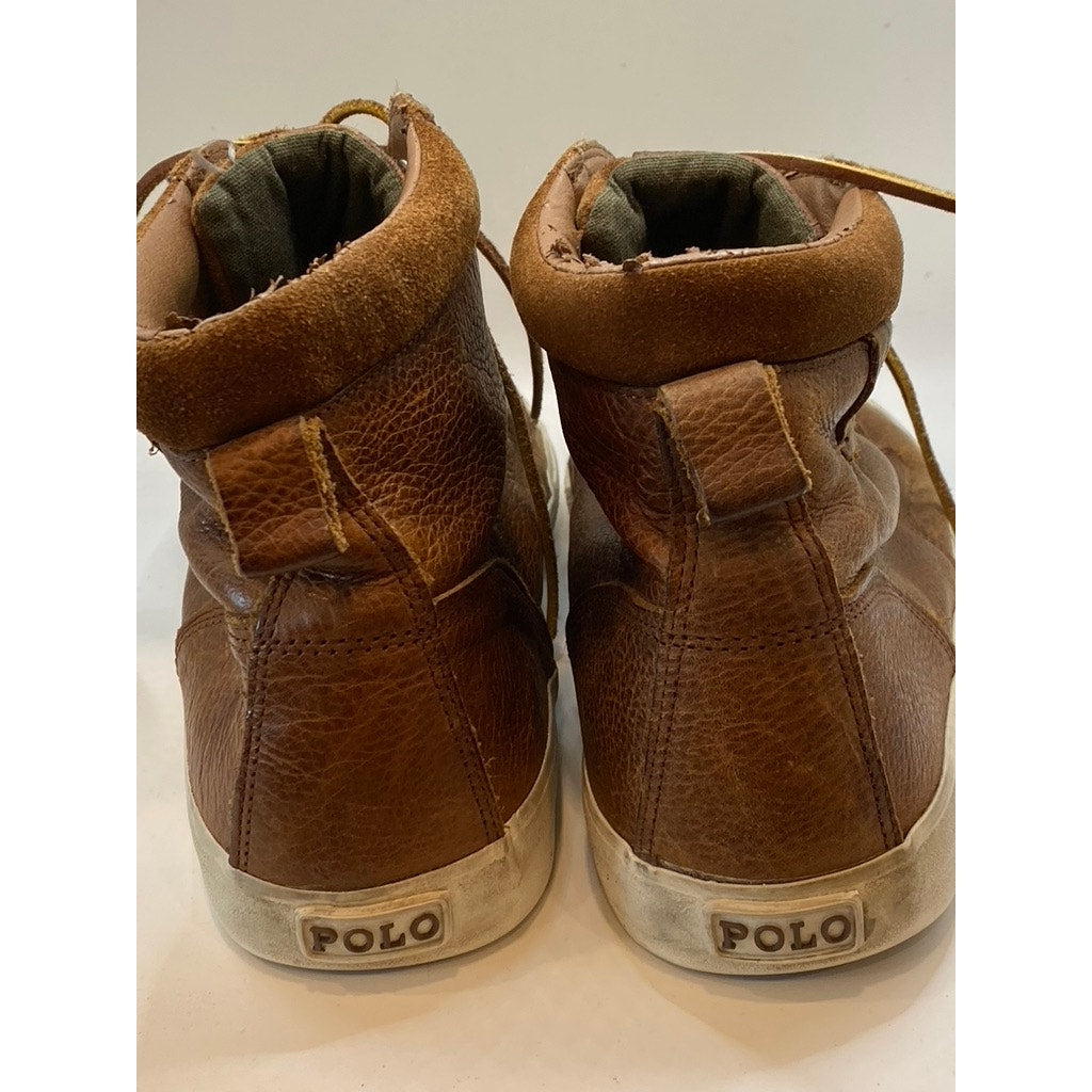 POLO RALPH LAUREN Men's Brown Leather-Suede Lace-Up High-Top Tedd Boots SZ 13