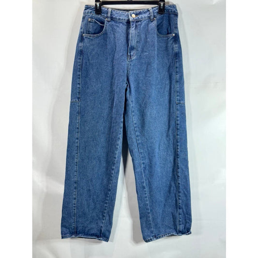 CIDER Women's Blue Denim High-Rise Wide-Leg Straight Jeans SZ XL(10)