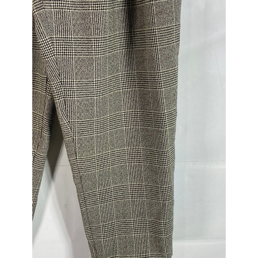 GIORGIO SANT'ANGELO Women's Black/White Plaid Straight-Leg Wool Pants SZ 10L