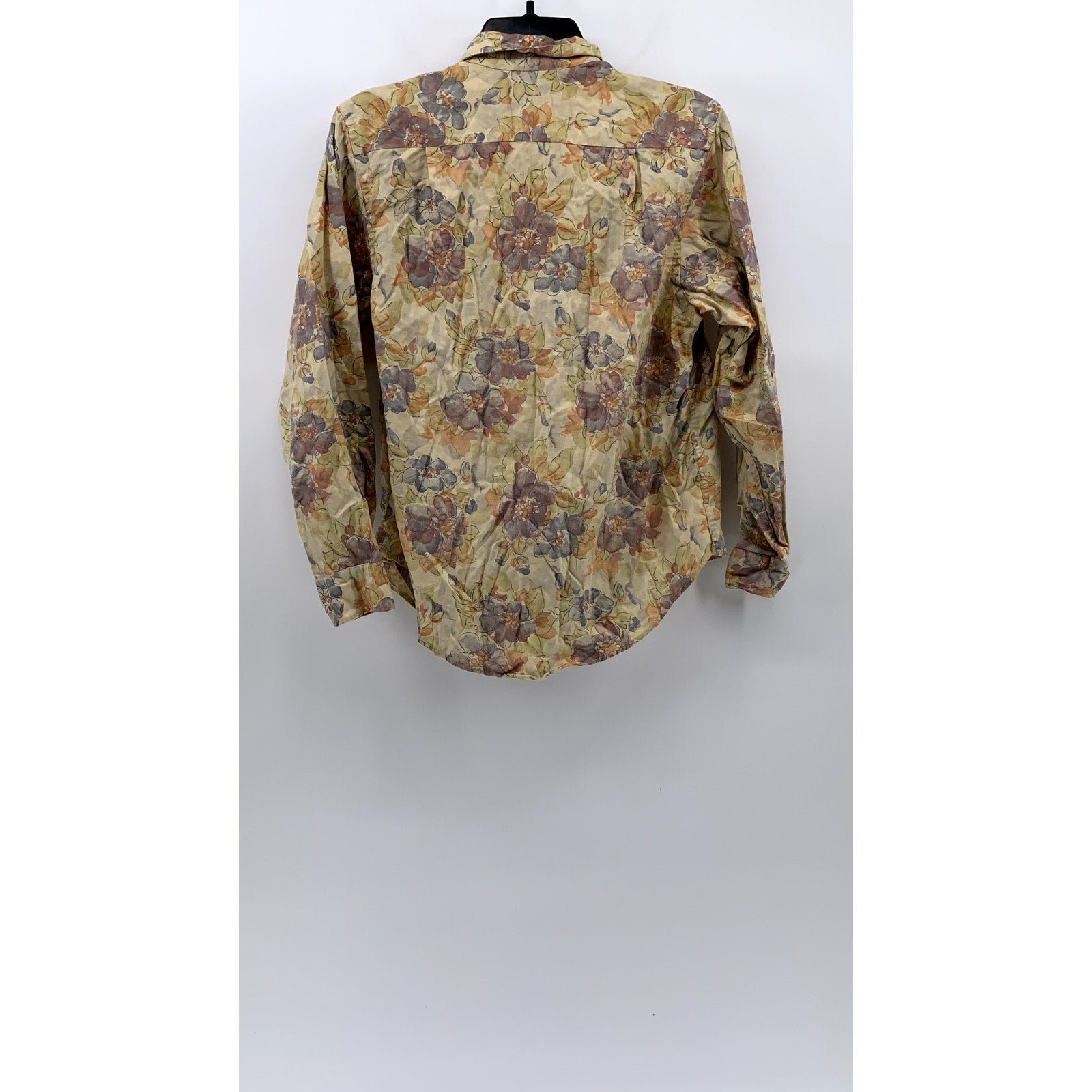 L.L. BEAN Women's Brown Vintage Floral Button-Up Regular-Fit Long Sleeve Top SZ8