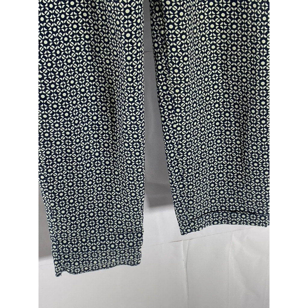 J. CREW Women's Blue/White Geo Print Drawstring Elasticized Pants SZ 4