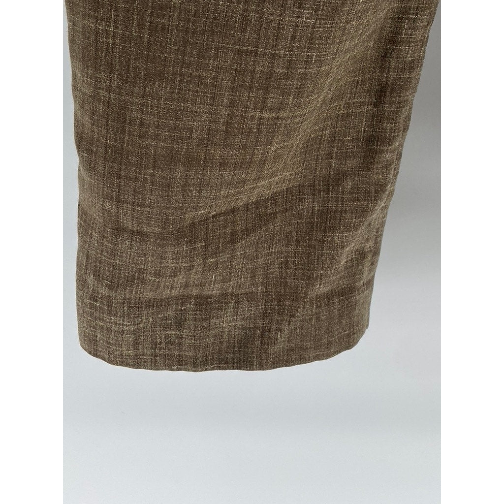 YSL YVES SAINT LAURENT Men's Brown Pleated Straight-Leg Pants SZ 44(US34)