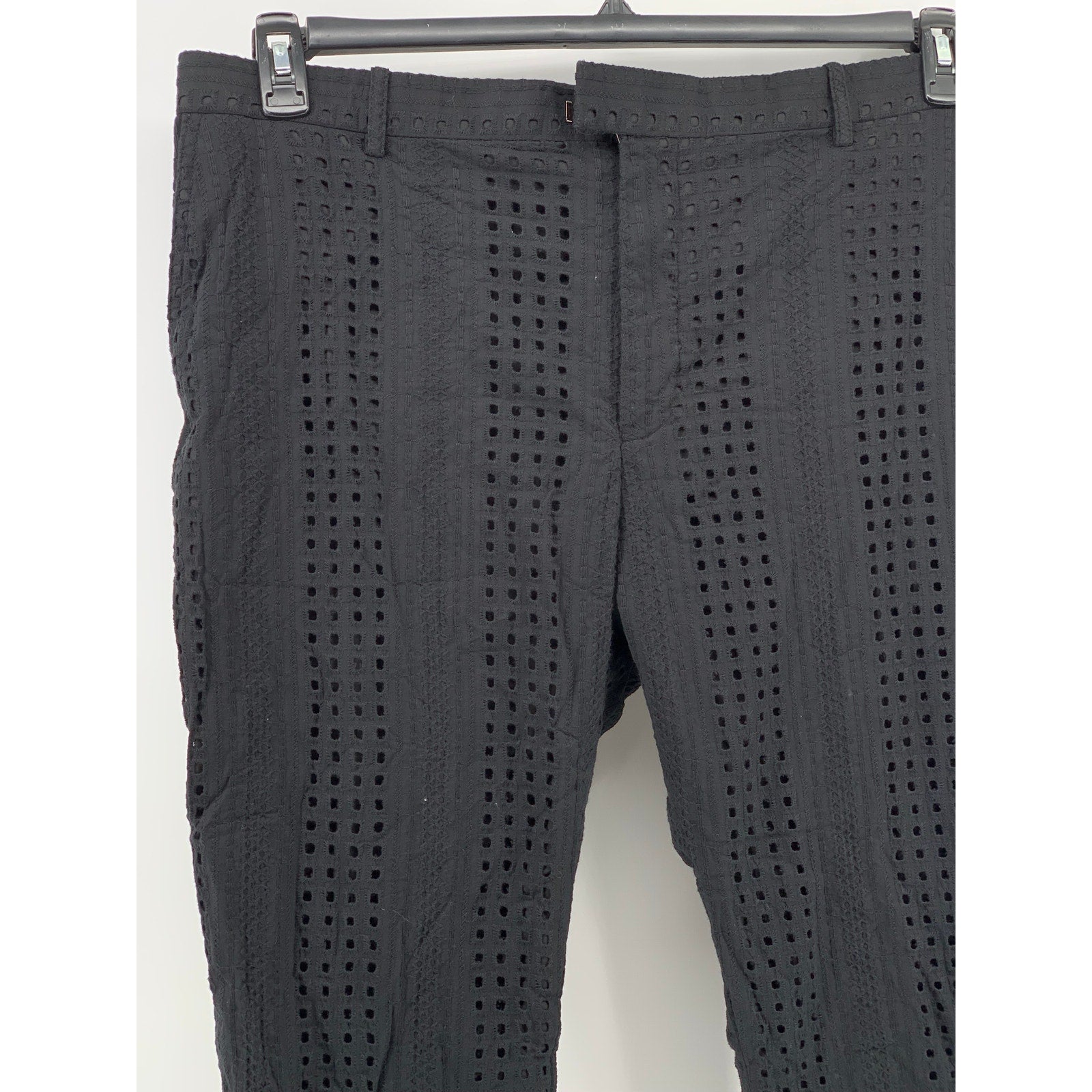 INC INTERNATIONAL CONCEPTS Men's Black Slim-Fit Eyelet Cutout Pants SZ 40