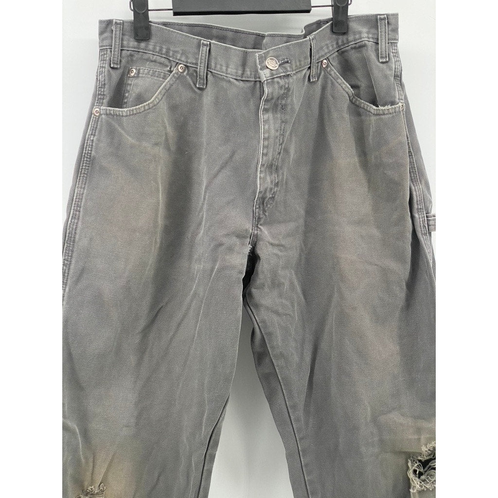 DICKIES Men's Dark Gray Textured Straight-Leg Carpenter Jeans SZ 36X30