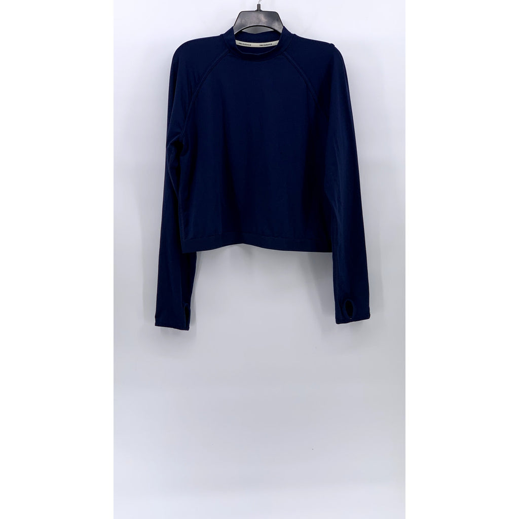 NEW BALANCE Women's Navy Crewneck Long Sleeve Thumbhole Cutout Active Top SZ XL
