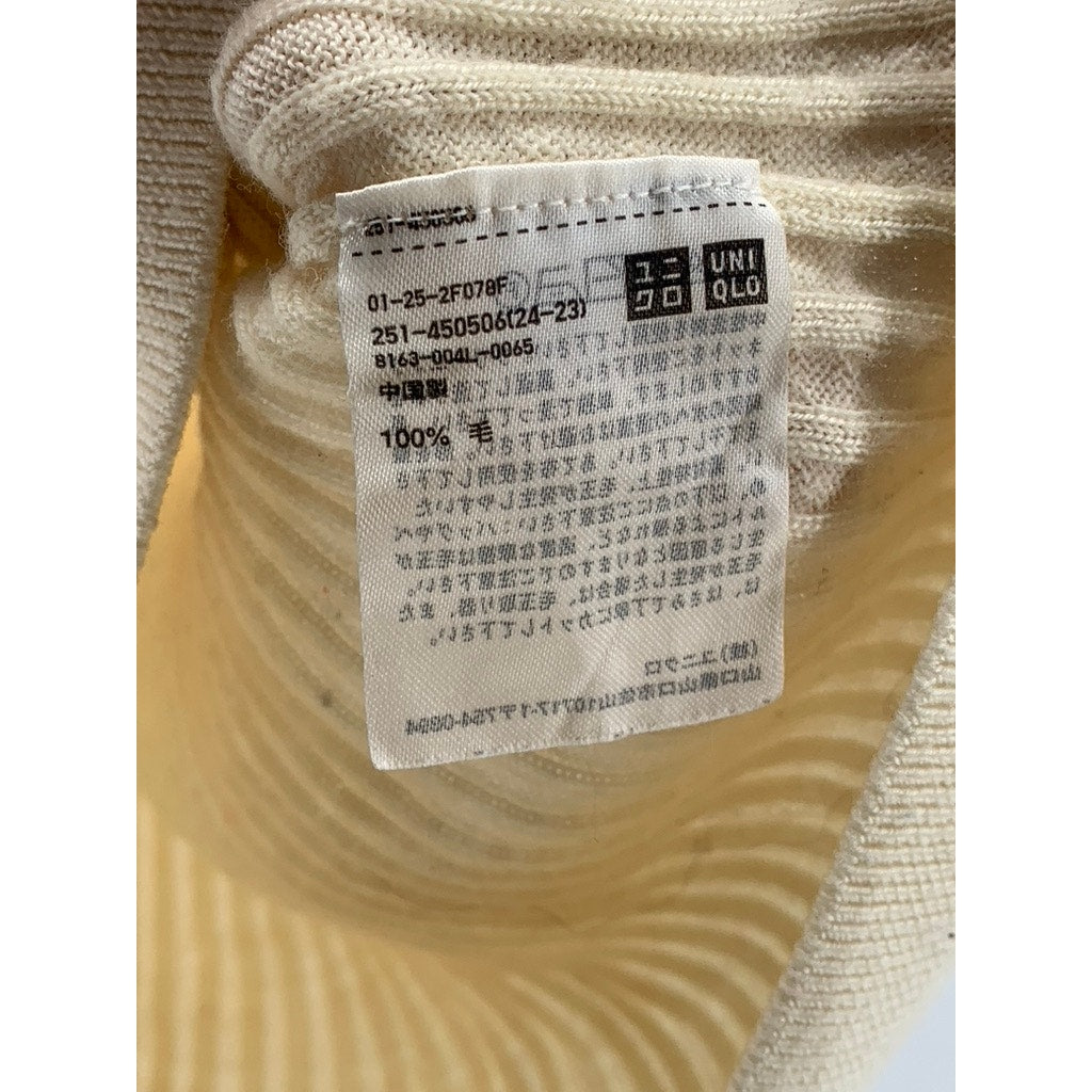 UNIQLO Women's Off-White Rib Knit Short Sleeve Cropped Mock-Neck Top SZ M