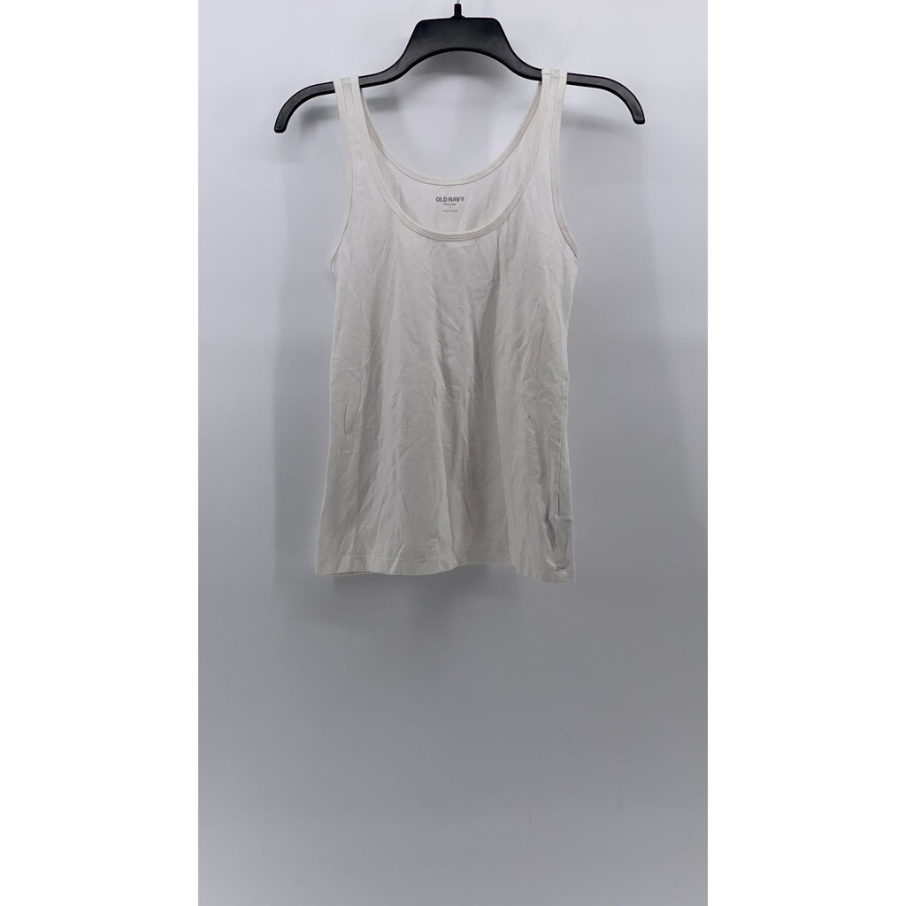 OLD NAVY Women's White Solid Scoop-Neck First Layer Casual Tank Top SZ S