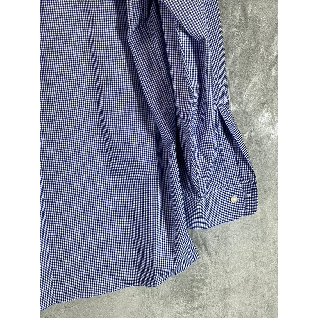 BROOKS BROTHERS Men's Blue Gingham Regular-Fit Non-Iron Dress Shirt SZ 16.5/32
