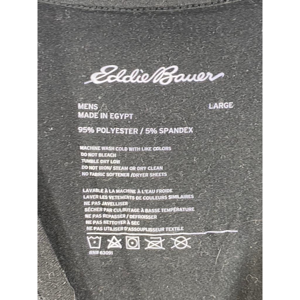 EDDIE BAUER Men's Black Solid Basic Crewneck Short Sleeve T-Shirt SZ L